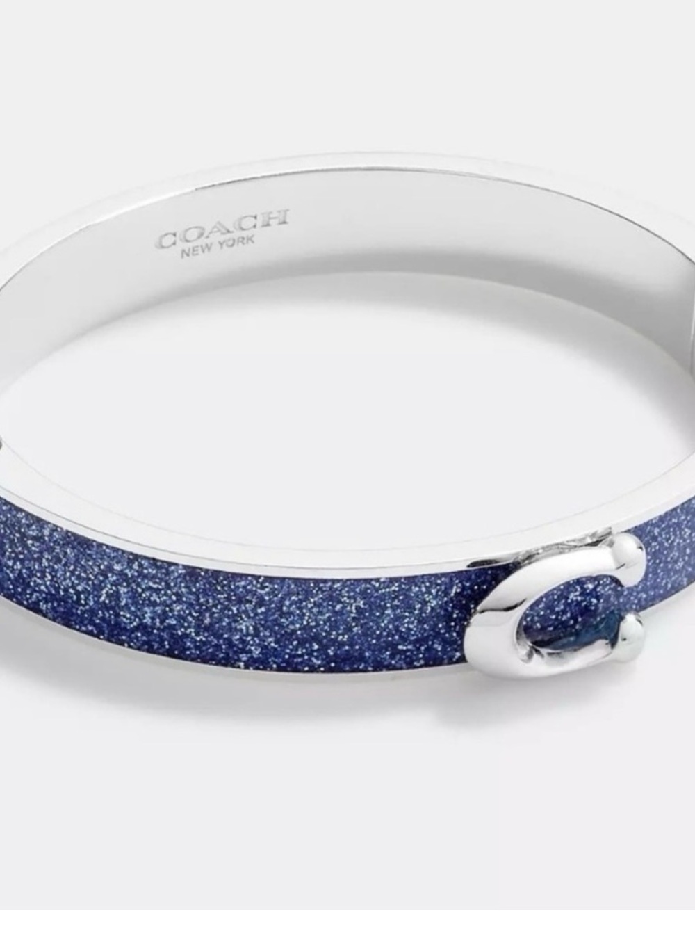 NWT Coach Glitter C Hinged Bracelet in Blue and SilverRetail $98